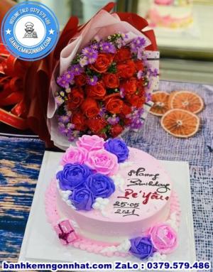 Combo Bánh Kem Và Hoa Tươi 45